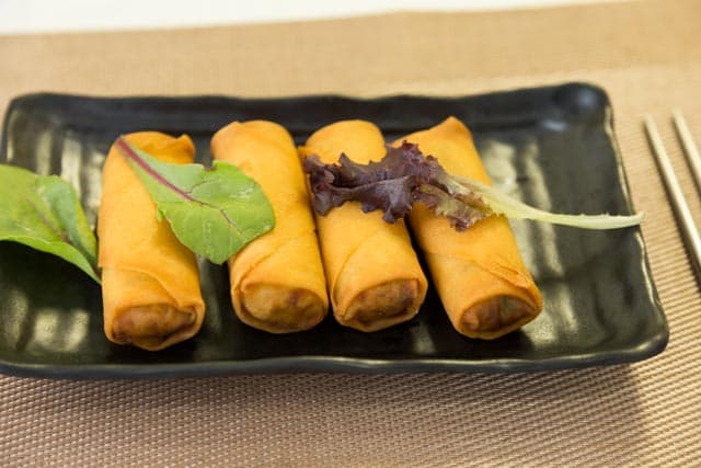 Vegan Spring Roll - Crispy spring rolls filled with shredded cabbage, carrots, tree ear mushroom and | Dim Sum