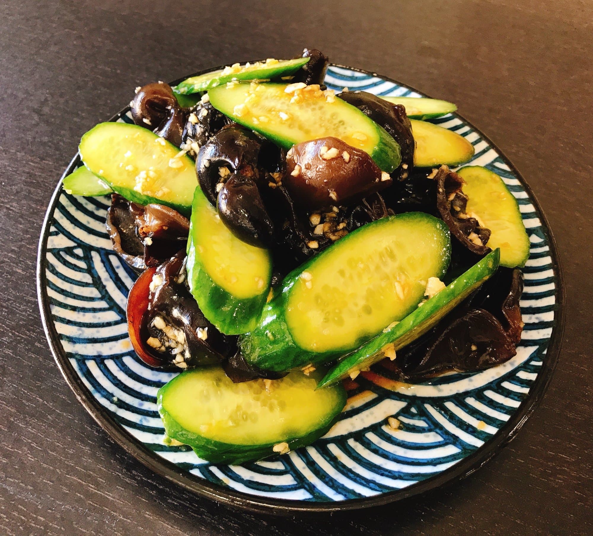 Cucumber Salad w/ Tree Ear Mushroom - Cucumber salad combined with tree ear mushroom, tossed in a flavorful dressing. | Appetizer