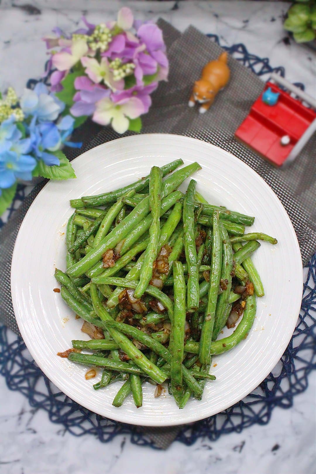 Garlic Green Bean - String beans stir-fried with garlic until they become slightly wrinkled and tend | Vegetable & Tofu